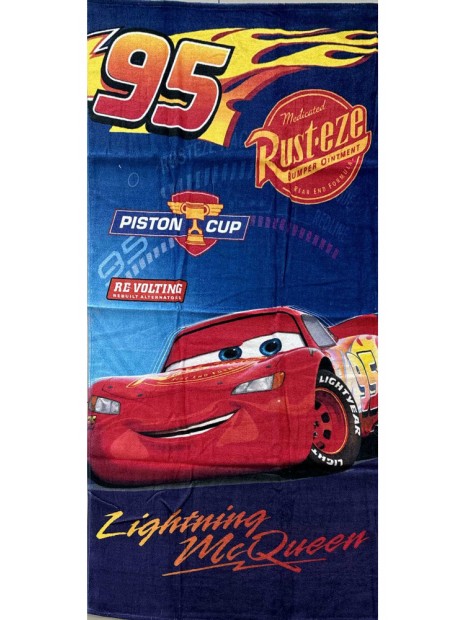 Chlapecká bavlněná osuška Auta - Blesk McQueen 95 - modrá