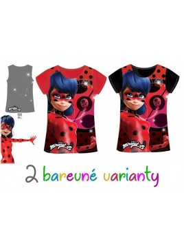 Dievčenské tričko s krátkym rukávom Čarovná lienka (Ladybug) - červené s trblietkami